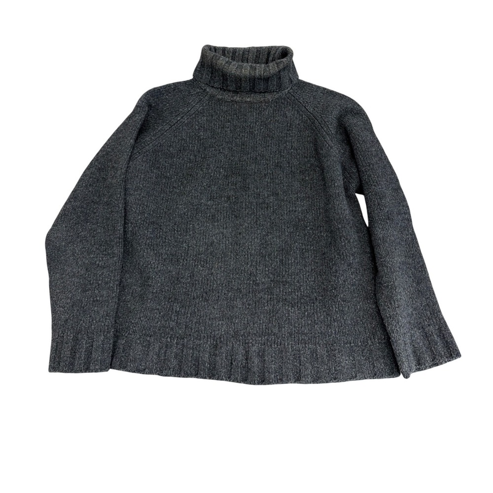 J.Crew Womens Merino Wool Blend Turtleneck Sweater Charcoal Gray Size M